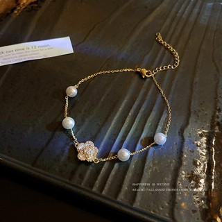 [🔥XƯỞNG SALE SẬP SÀN🔥] Lắc Tay Mặt Hoa Hồng Đính Ngọc Trai Nhân Tạo Sang Trọng
