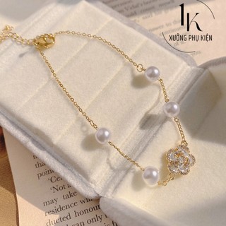 [🔥XƯỞNG SALE SẬP SÀN🔥] Lắc Tay Mặt Hoa Hồng Đính Ngọc Trai Nhân Tạo Sang Trọng