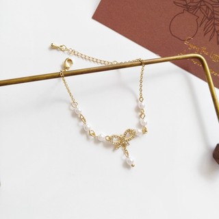 [🔥XƯỞNG SALE SẬP SÀN🔥] Lắc Tay Vàng Ngọc Trai Hình Nơ Đính Đá B119