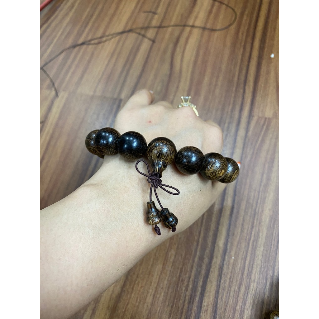 Vòng tay trầm hương sánh chìm 16 18 20ly tròn đơn vô định mix charm núm bầu tua rua,