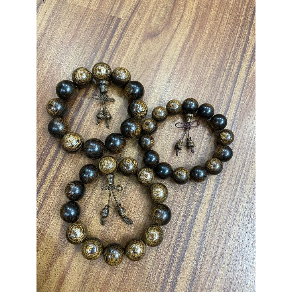 Vòng tay trầm hương sánh chìm 16 18 20ly tròn đơn vô định mix charm núm bầu tua rua,