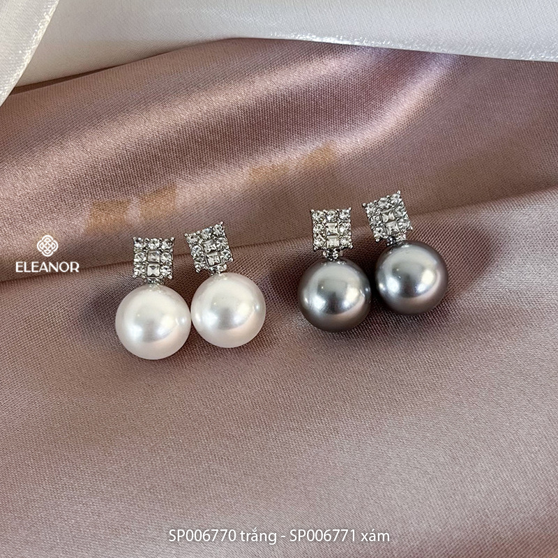 Bông tai nữ chuôi bạc 925 Eleanor Accessories ngọc trai nhân tạo phụ kiện trang sức khuyên tai 6662
