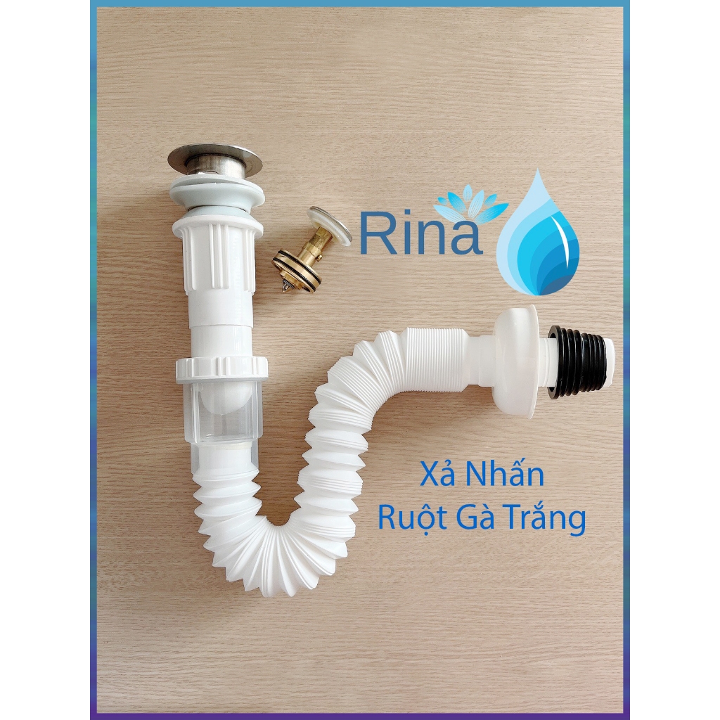 Bộ xả lavabo nhấn ruột gà nhựa ABS dùng cho chậu lavabo kiếng nổi tô ...
