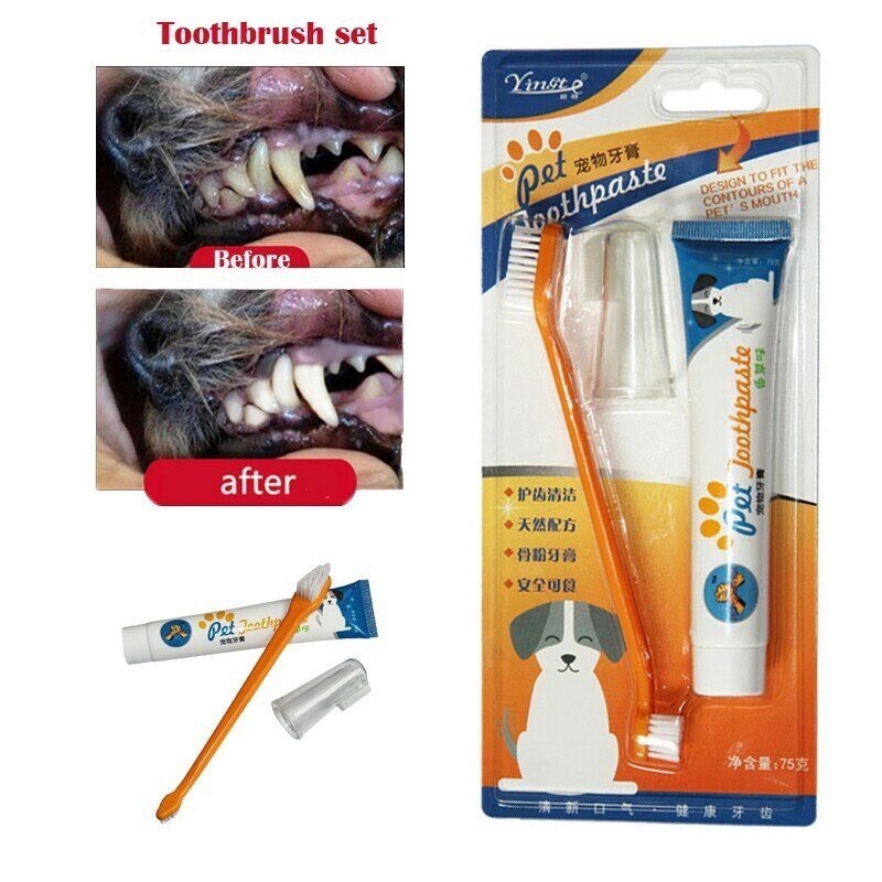 Kem đánh răng cho chó mèo Dental Care ( tặng kèm bàn chải), kem đánh răng chống hôi miệng cho Thú Cưng