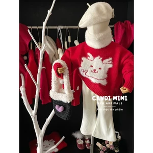 CANDIMIMI Áo Len Giáng Sinh Hình Tuần Lộc Dễ Thương - Chất Len Cao Cấp Mềm Mịn Dày Dặn - Unisex Cho Bé Trai Và Bé Gái