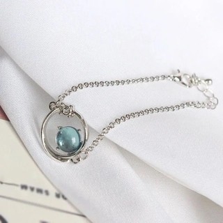 [🔥XƯỞNG SALE SẬP SÀN🔥] Vòng Tay Mạ Bạc 1CARA Đính Đá Sapphire Hành Tinh Xanh Sang Trọng Cho Nữ