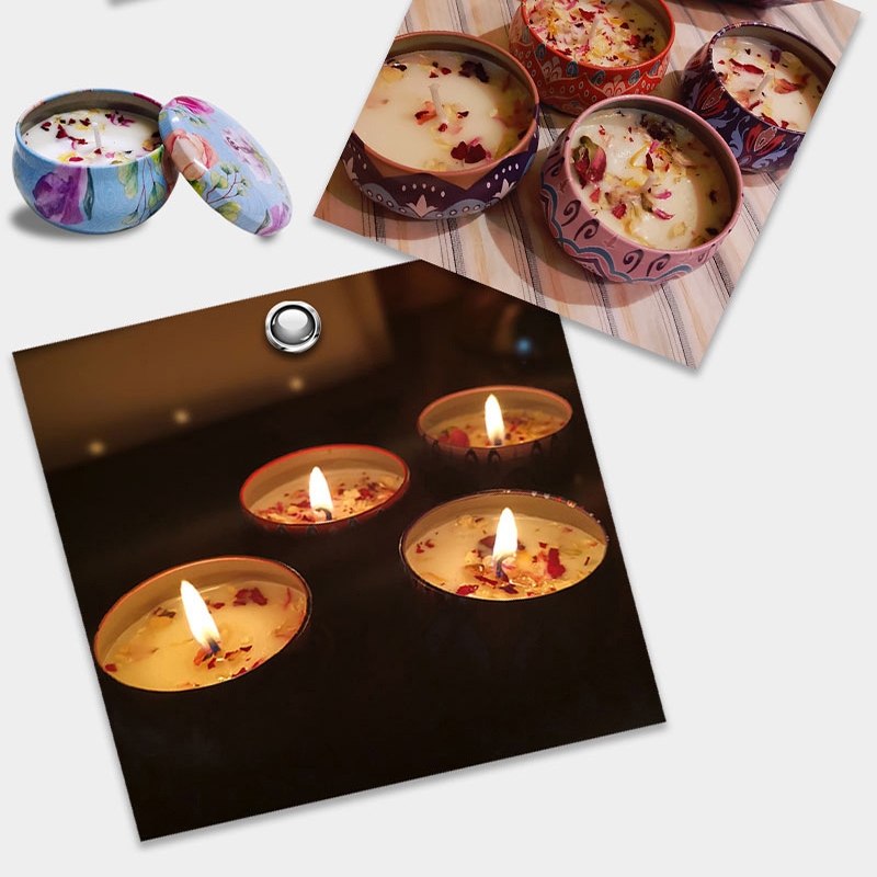 Set 4 Nến Thơm Giáng Sinh Varomas Họa Tiết Ông Già Noel Khử Mùi Làm Thơm Phong Cách Hoa Khô Thảo Mộc NEN13