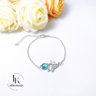 [🔥XƯỞNG SALE SẬP SÀN🔥] Vòng Tay Mạ Bạc 1CARA Đính Đá Sapphire Hành Tinh Xanh Sang Trọng Cho Nữ