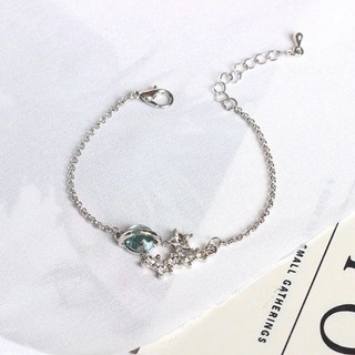 [🔥XƯỞNG SALE SẬP SÀN🔥] Vòng Tay Mạ Bạc 1CARA Đính Đá Sapphire Hành Tinh Xanh Sang Trọng Cho Nữ