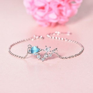 [🔥XƯỞNG SALE SẬP SÀN🔥] Vòng Tay Mạ Bạc 1CARA Đính Đá Sapphire Hành Tinh Xanh Sang Trọng Cho Nữ