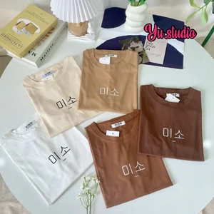 Áo thun nữ YUSTUDIO, áo 3158 cotton khô form rộng CHỮ HÀN SIMLE