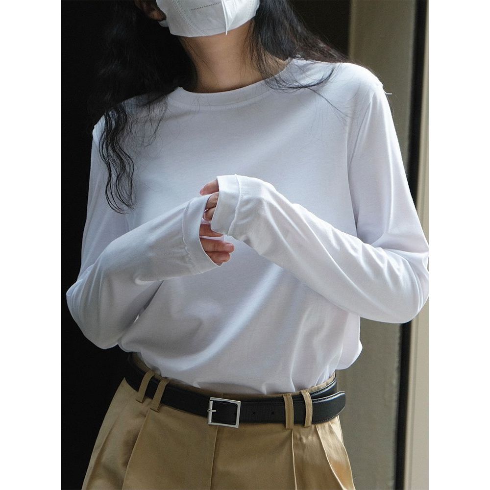 Áo thun nữ tay dài, Cổ tròn chất cotton 4 chiều chính phầm JULY fashion2023, Áo Phông nữ tay dài phom ôm nhẹ