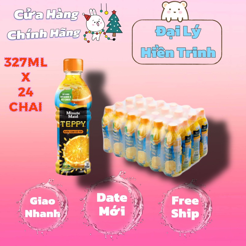 Thùng Teppy Nước Cam Ép - Có Tép Cam Tươi (327ml/24 chai) | Shopee Việt Nam