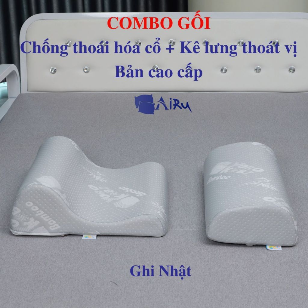Combo gối thoái hóa đốt sống cổ, kê lưng thoát vị đĩa đệm L4-L5, Giúp phục hồi đĩa đệm - AIRU