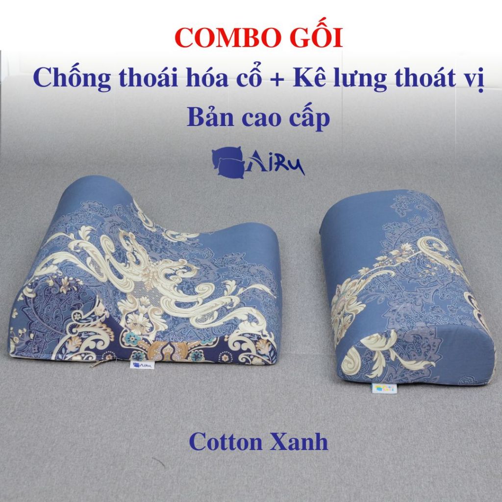 Combo gối thoái hóa đốt sống cổ, kê lưng thoát vị đĩa đệm L4-L5, Giúp phục hồi đĩa đệm - AIRU