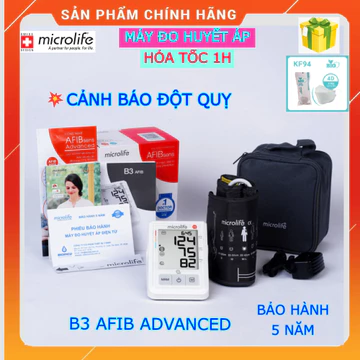 (HỏaTốc1h) Máy đo huyết áp Microlife B3 AFIB ADVANCED/B3 AFIB, cảnh báo đột quỵ (AFIB)cao cấp - Thụy Sỹ - Chính hãng