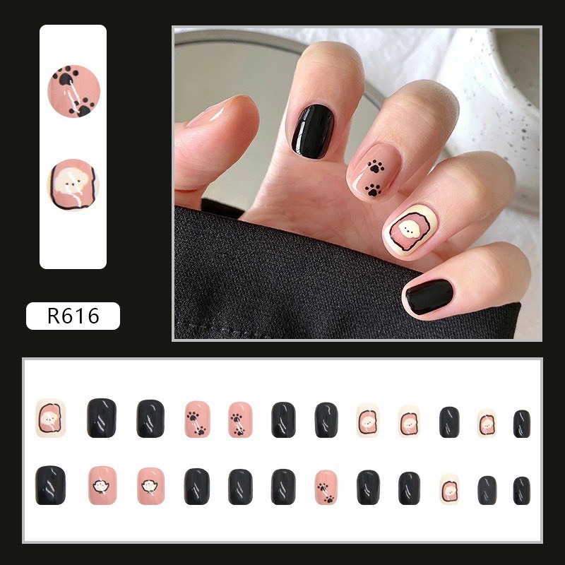 [Tổng hợp] Các mẫu Nail box móng tay giả 24 móng form ngắn hoạ tiết cute