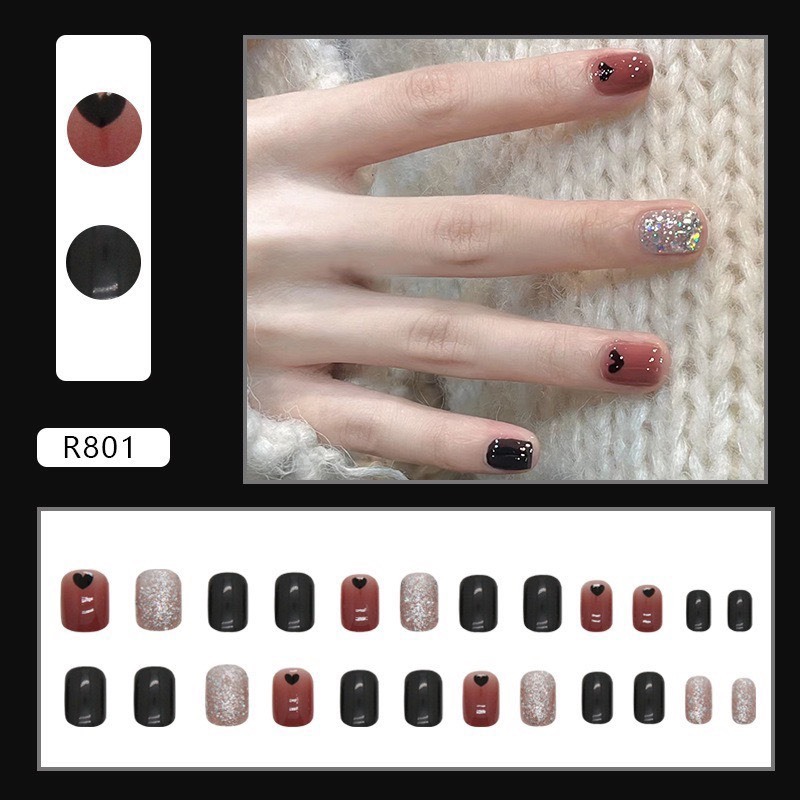 [Tổng hợp] Các mẫu Nail box móng tay giả 24 móng form ngắn hoạ tiết cute