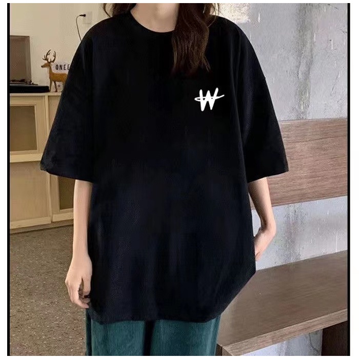 Áo thun nữ HappyFamily - Mẫu áo họa tiết tự chọn sắc đen chất cotton 100 cao cấp