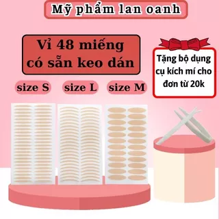 Kích mí lưới tàng hình sẵn keo dán vỉ 48 miếng nhấn mí mắt không cộm