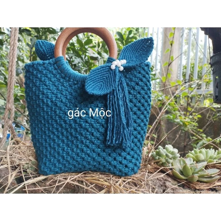 Túi xách thời trang_ túi xách thủ công handmade- Túi nữ du lịch- Túi cói- Túi dây dệt macrame- Sợi macrame – 2