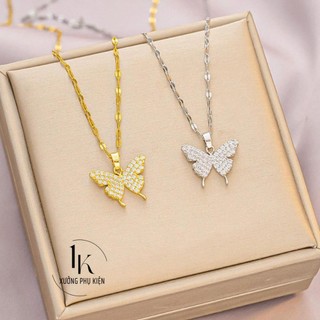 [🔥XƯỞNG SALE 11K🔥] Dây Chuyền Vòng Cổ Titan Mạ Vàng/Bạc Không Gỉ Hồ Điệp Đính Đá Cao Cấp Lấp Lánh