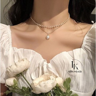 [🔥XƯỞNG SALE 9K 🔥] Dây chuyền Đính Hạt Châu Tiểu Thư, Vòng Cổ Đôi Phong Cách Hàn Quốc