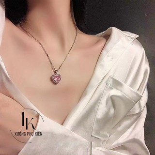[🔥XƯỞNG SALE 9K 🔥] Dây Chuyền Bạc Mặt Trái Tim Đá Hồng Xinh Xắn Cho Nữ N109