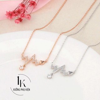 [🔥XƯỞNG SALE 9K 🔥] Vòng Cổ Dây Chuyền Mạ Vàng/Bạc Nhịp Tim Đính Đá Lấp Lánh Xinh Xắn, Nhẹ Nhàng