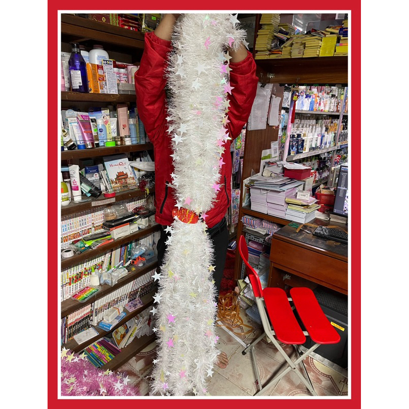 DÂY KIM TUYẾN XÙ TUYẾT, SAO, ÔNG GIÀ NOEL, DÀI 1,96M - VPP QUỐC HUY