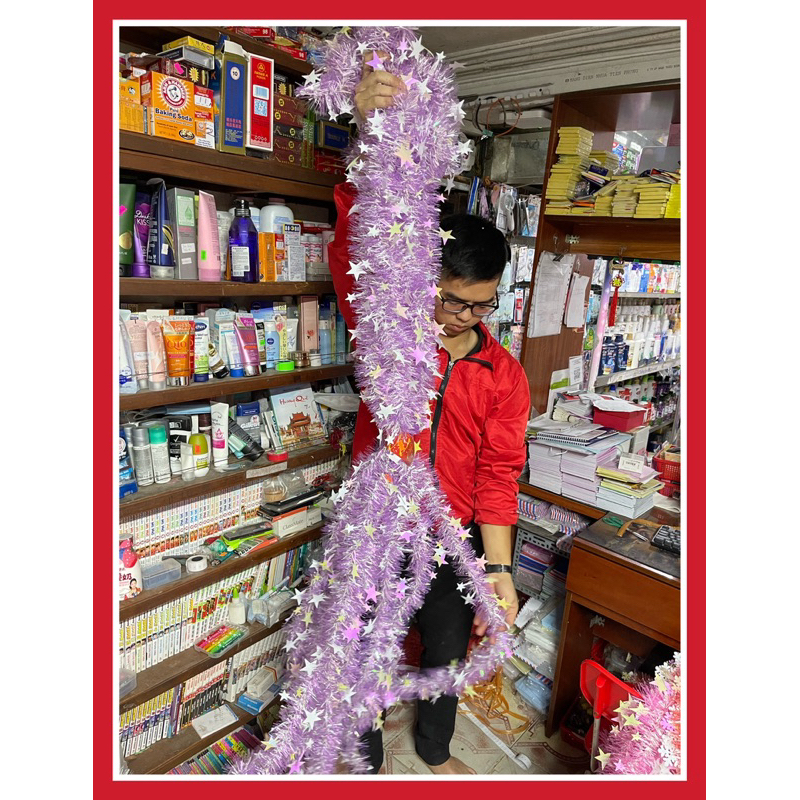 DÂY KIM TUYẾN XÙ TUYẾT, SAO, ÔNG GIÀ NOEL, DÀI 1,96M - VPP QUỐC HUY