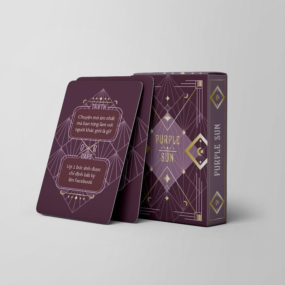 Bộ Bài Purple Sun 50 Lá Dành Cho Cặp Đôi, Drinking Game Giấy Cứng Party Game Tiệc Tùng Vui Nhộn
