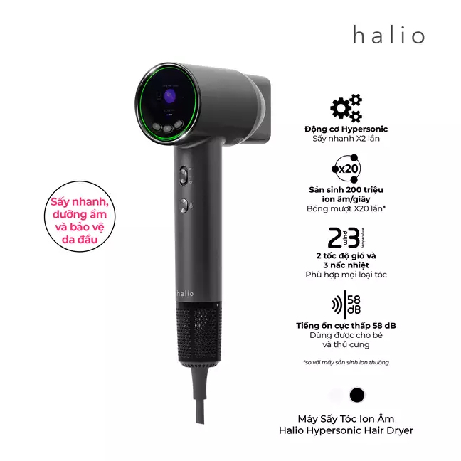 Máy Sấy Tóc Ion Âm Halio Hypersonic Hair Dryer Space Grey | Shopee Việt Nam