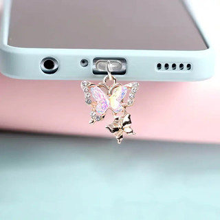 Nắp Bảo Vệ Cổng Sạc Dành Cho iphone / Lỗ Cắm Điện Thoại DIY Bằng PVC Bền Trong Suốt Butterfly Bảo Vệ Chống Bụi