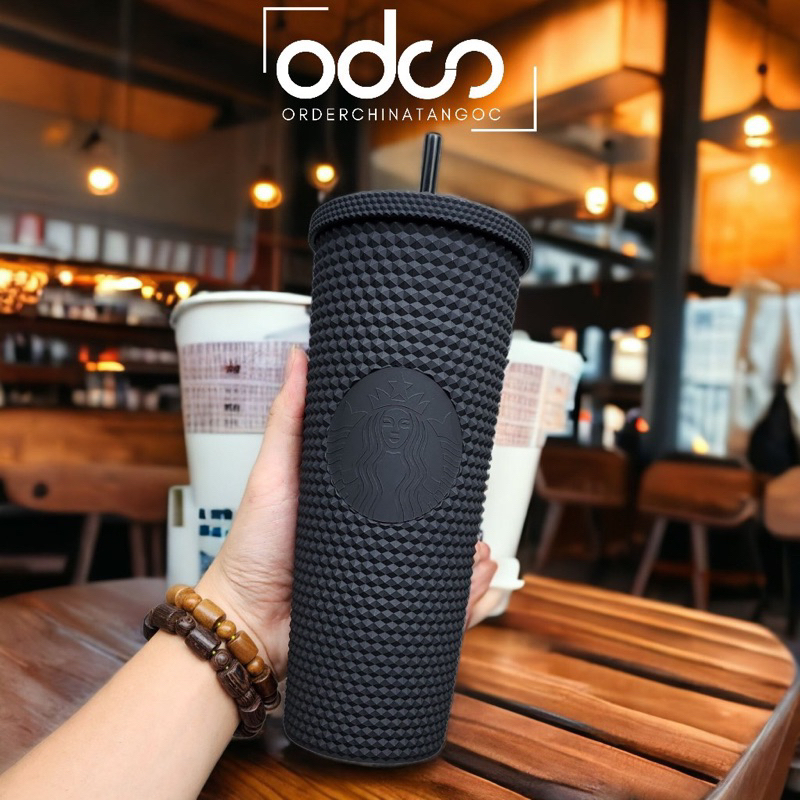 Ly giữ nhiệt lạnh 2-3h,cốc uống nước kim cương starbuck 2 lớp cao cấp tặng kèm túi trong