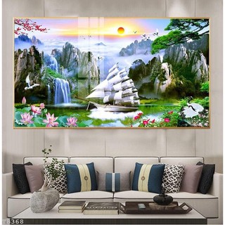 Bộ tranh Treo tường Thuận Buồm Xuôi Gió in uv Tráng gương Cao Câp. phong Cách Hiện Đại