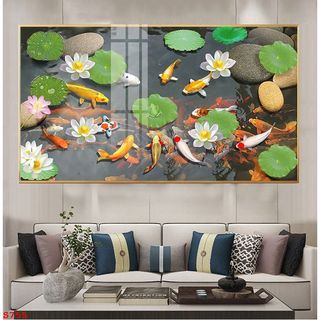 Bộ Tranh Treo Tường SEN-CỬU NGƯ Tráng Gương In uv Cao Cấp
