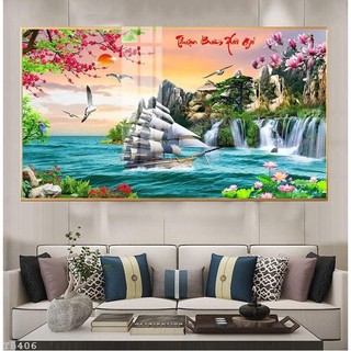 Bộ tranh Treo tường Thuận Buồm Xuôi Gió in uv Tráng gương Cao Câp. phong Cách Hiện Đại