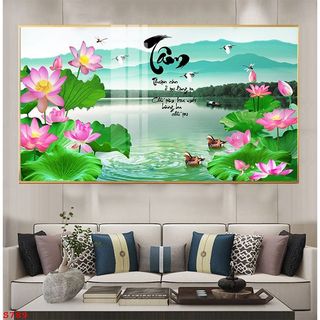 Bộ Tranh Treo Tường SEN-CỬU NGƯ Tráng Gương In uv Cao Cấp