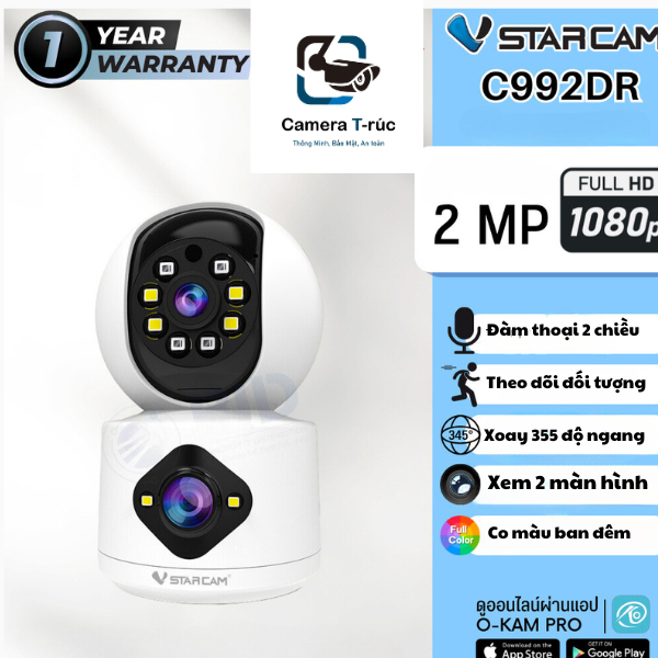 Camera Wifi Vstarcam 2 màn hình CS992DR | Shopee Việt Nam