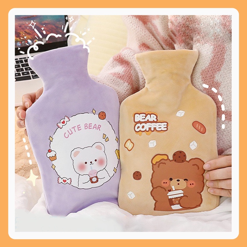 Túi chườm nóng lạnh, Túi giữ nhiệt hạ sốt giảm đau bụng kinh 1000ml vải nhung cao cấp, Quà tặng cho bạn gái