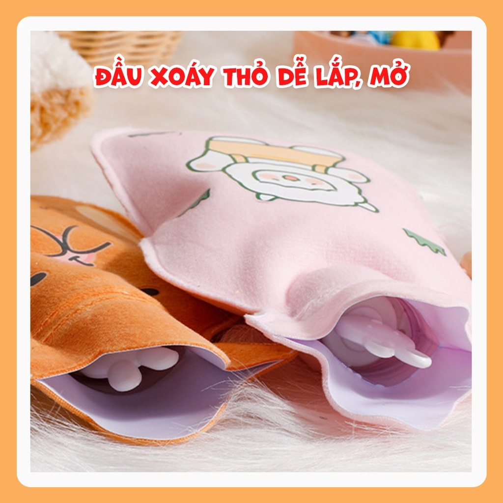 Túi chườm nóng lạnh, Túi giữ nhiệt hạ sốt giảm đau bụng kinh 1000ml vải nhung cao cấp, Quà tặng cho bạn gái