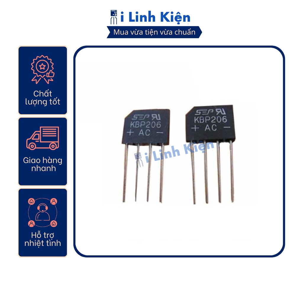 10pcs/lot KBP206 4 Pins DIP Flat Bridge Rectifier 2A 600V-in Integrated
