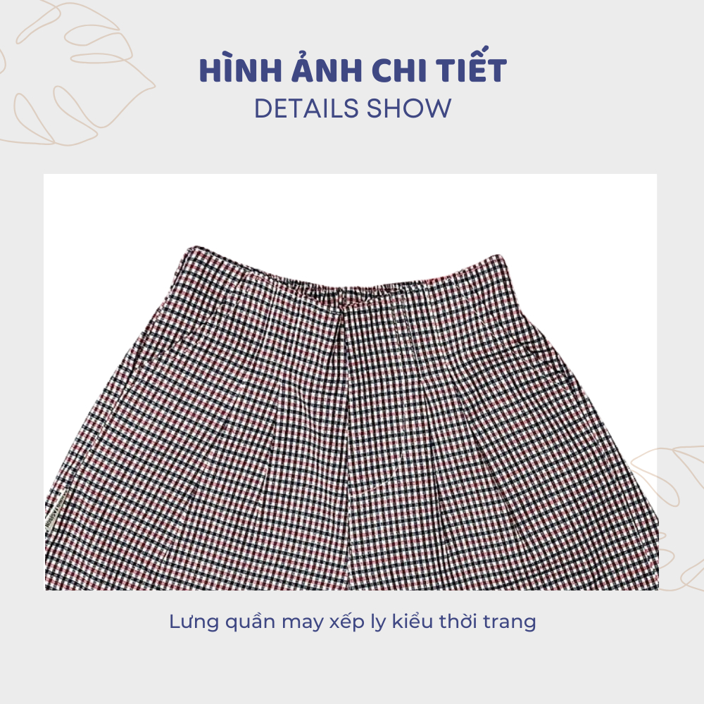 Quần short bé gái kaki sọc caro thời trang, năng động mùa hè - JJ Kids