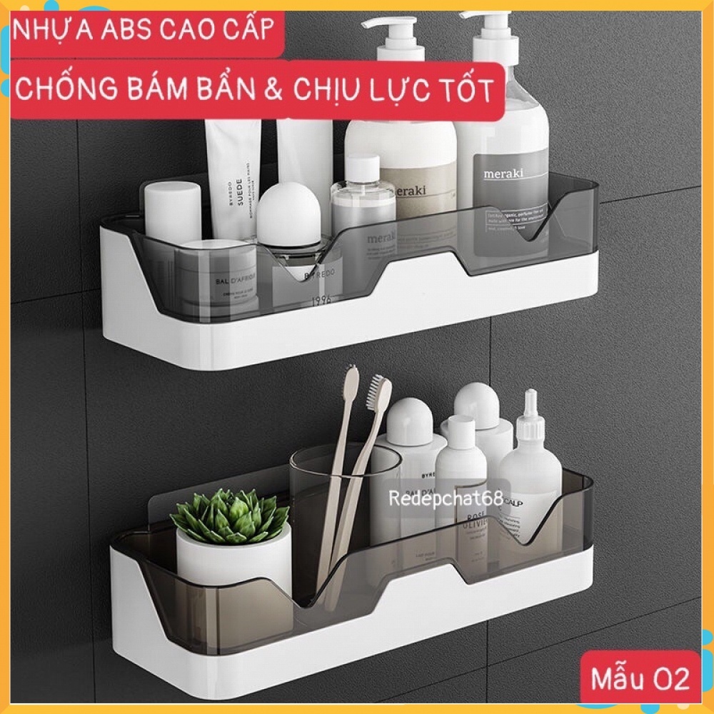 Kệ để đồ nhà tắm dán tường, kệ chữ nhật dán tường nhựa ABS cao cấp, sang trọng
