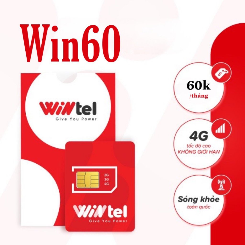 Sim 4G Wintel Win60P không giới hạn dung lượng hỗ trợ kích hoạt miễn ...