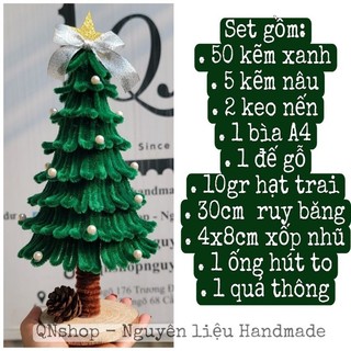 Đế gỗ 6-8 cm làm cây thông kẽm nhung QNshop Handmade