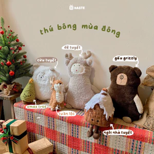 Gấu Bông Noel Giáng Sinh Cừu Trắng Dê Tuyết Gấu Nâu Grizzly Lông Siêu Mềm Mịn Dễ Thương Quà Tặng Ấm Áp