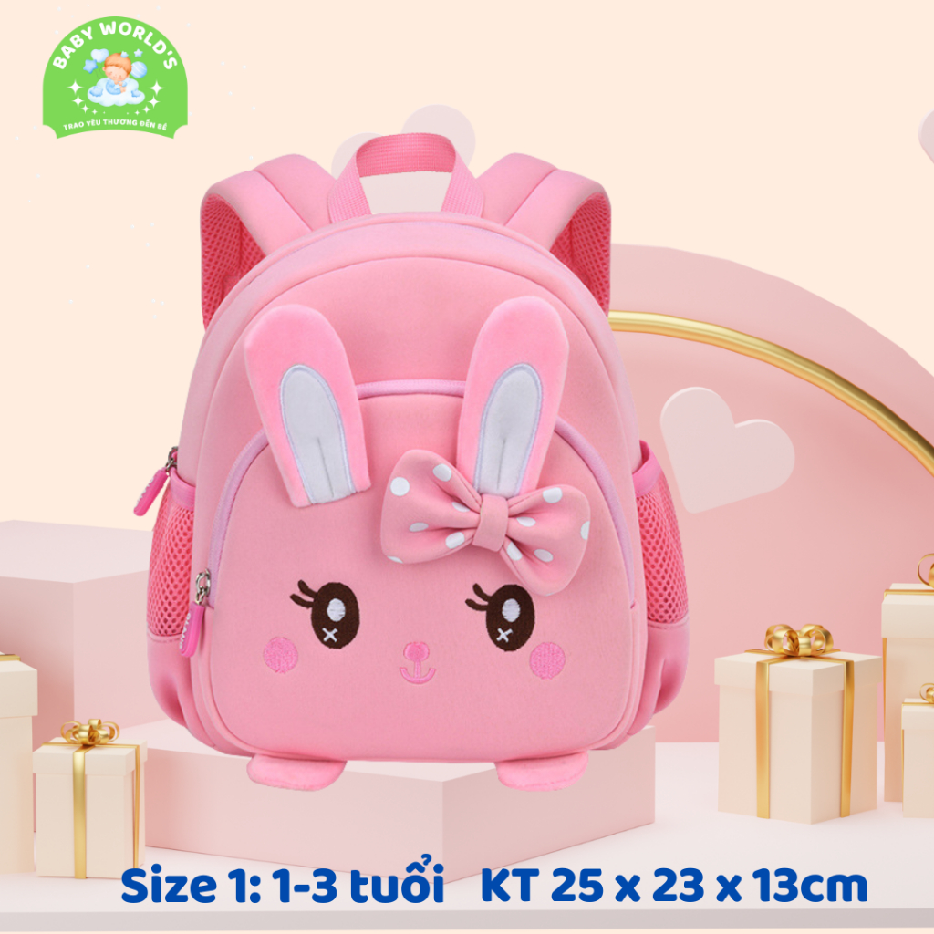 (Mẫu HOT xịn - đẹp) Ba Lô Cho Bé Gái mầm non - mẫu giáo từ 1-5 tuổi - Hình Thỏ Đáng Yêu