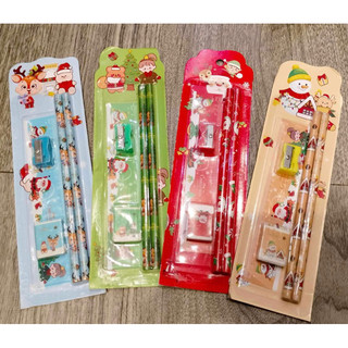 NOEL - Set quà tặng 5 món bút chì, gôm, thước 🎄 Set Văn phòng phẩm Quà Giáng Sinh, sinh nhật, học sinh sinh viên